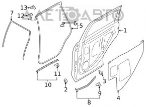 Garnitura portiera stanga spate Subaru Forester 19- SK inferioara, mare nou original OEM