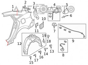 Capacul rezervorului de combustibil Honda Insight 19-22