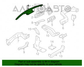 Conducta de aerisire a panoului frontal care suflă parbrizul BMW X5 E70 07-13 are fisuri în punctele de fixare