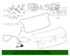 Capacul portbagajului Lexus ES300h ES350 13-ului este blocat.