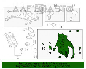 Capacul arcului drept Toyota Highlander 20- negru.