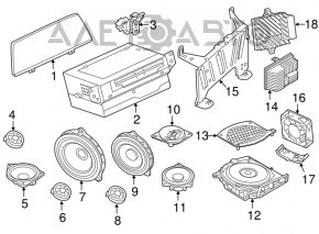 Difuzorul tweeter al ușii din spate dreapta pentru BMW 7 G11 G12 16-22 Bowers & Wilkins