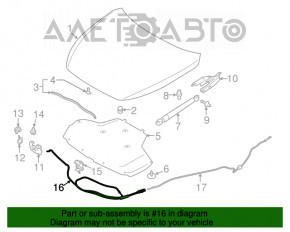 Cablu de deschidere a capotei pentru Infiniti Q50 14- la blocarea dreapta, nou, original