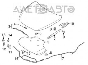 Cablu de deschidere a capotei pentru Infiniti Q50 14- la blocarea dreapta, nou, original