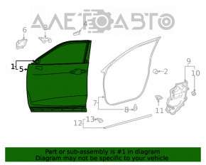 Ușa goală din față, stânga, pentru Toyota Highlander 20- nou, original OEM.