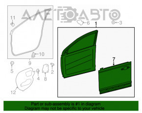 Ușa goală din față, stânga, pentru Toyota Rav4 13-18.