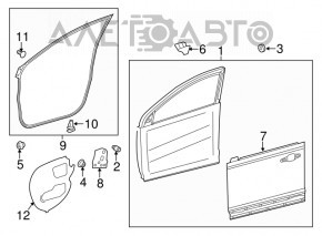 Ușa goală din față, stânga, pentru Toyota Rav4 13-18.