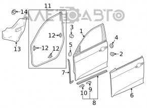 Ușă asamblată față dreapta Honda Insight 19-22 albastru B-593M keyless cu lovitură