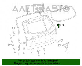 Bara de protecție a portbagajului stânga Toyota Highlander 14-19 pe ușă.