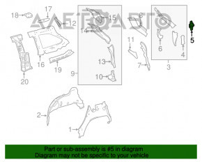 Bara de protecție a portbagajului dreapta Toyota Highlander 14-19 caroserie.