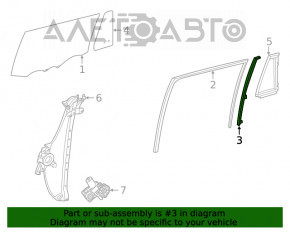 Geam ghidaj pentru ușa din spate dreapta a Toyota Highlander 20-