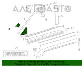 Capac usa dreapta triunghiulara a usii fata Toyota Highlander 20- exterior.