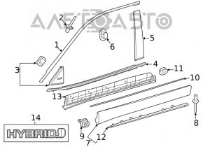 Panoul lateral al ușii triunghiulară frontală stângă Toyota Highlander 20- exterior, uzură.