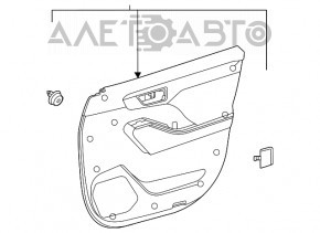 Capacul usii, cartela frontala stanga Toyota Highlander 20-22 piele gri, insertie de lemn