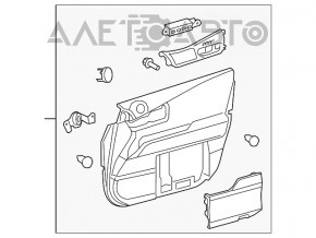 Capacul ușii, cartela frontală stânga Lexus RX350 RX450h 10-15 negru cu inserție neagră din piele, cotiera gri din piele tip 2, zgârieturi