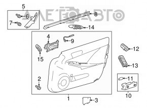 Capacul usii, cartela frontala stanga Lexus IS 14-20 piele gri zgariata.