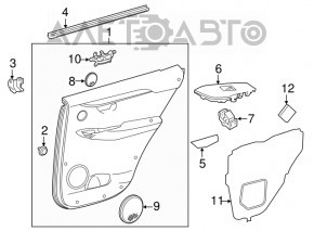 Capacul ușii cardului din spate dreapta pentru Lexus NX300 NX300h 18-20, negru cu inserție bej.