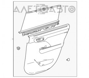 Capacul usii spate stânga Toyota Highlander 20-21 cu perdea, piele gri, inserție din lemn, zgârieturi