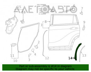 Capacul arcului ușii din spate dreapta Toyota Highlander 20- interior cu garnitură