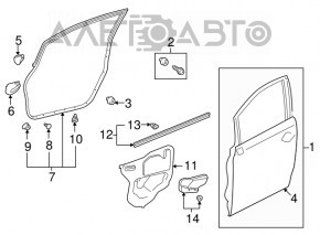 Garnitură ușă dreapta față Lexus Hs250h 10-12