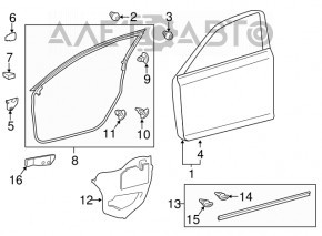 Уплотнитель двери передней правой нижний Lexus CT200h 11-17 OEM