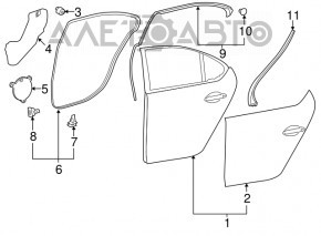 Уплотнитель двери задней правой Lexus LS460 LS600h 07-12 лонг