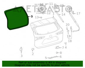 Уплотнитель резина двери багажника Toyota Highlander 20-