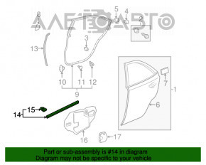 Garnitura ușii din spate dreapta pentru Lexus Hs250h 10-12, partea de jos.