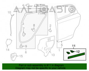 Уплотнитель двери задней правой нижний Lexus CT200h 11-17