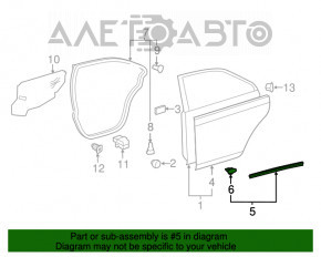 Garnitură ușă spate stânga Toyota Camry v50 12-14 SUA inferioară