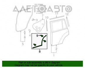 Garnitura ușii din spate stânga Toyota Highlander 08-13 spate