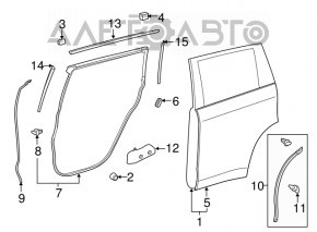 Garnitura ușii din spate stânga pentru Toyota Highlander 14-19, față.