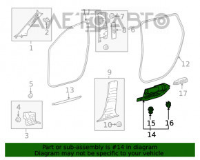 Capacul pragului din spate dreapta pentru Toyota Highlander 20- negru.