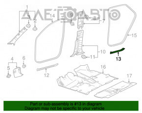 Capacul pragului din spate dreapta pentru Lexus NX200t NX300 NX300h 15-21, negru