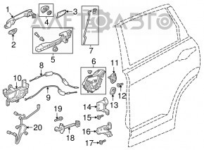 Buclele ușii din spate stânga jos Honda CRV 17-22, noi, originale OEM