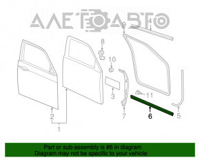 Уплотнитель двери передней правой Dodge Charger 11- нижний