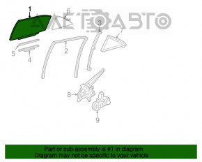 Geamul ușii din spate dreapta pentru Lexus ES300h ES350 13-18, nou, original OEM.