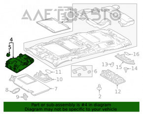 Plafonul de iluminare frontal pentru Toyota Highlander 20- sub capac negru.