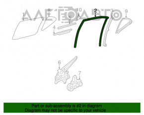 Уплотнитель стекла задний правый Lexus CT200h 11-17