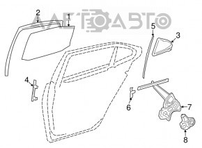 Garnitură de sticlă spate dreapta Lexus LS460 LS600h 07-12 lung nou original OEM