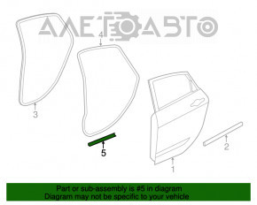 Garnitură ușă spate stânga Chrysler 200 15-17 inferioară