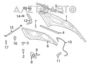 Bara de protectie capota dreapta mica Jeep Cherokee KL 14-18 pe capota noua originala OEM