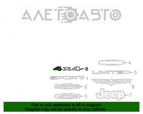 Emblema portierei portbagajului 4x4 Jeep Cherokee KL 14-18, neagră