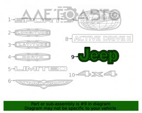 Emblema Jeep pentru portiera portbagajului Jeep Cherokee KL 19-21 crom