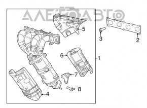 Protecția colectorului de eșapament pentru Jeep Cherokee KL 14- 2.4, partea inferioară internă.