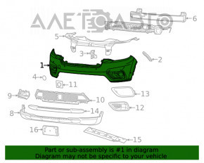 Bara față goală de sus pentru Jeep Cherokee KL 19-21 cu senzori de parcare, fără capac pentru cârlig de remorcare