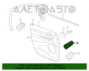 Controlul geamului electric din față, stânga, Dodge Durango 14-15, negru, 2 mașini, butoane uzate.