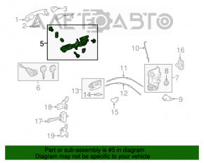 Mecanismul manetei ușii din față dreapta pentru Toyota Highlander 14-19