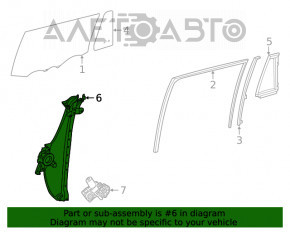 Mecanismul geamului electric din spatele stânga Toyota Highlander 20- complet, motorul nu funcționează