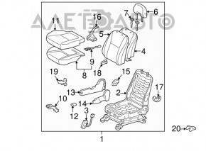 Scaun de pasager Toyota Prius 2004-2009 fără airbag, manual, material textil bej, necesită curățare.